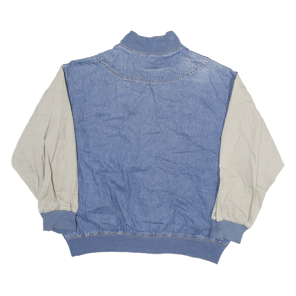 TEEZ Womens Blue & Beige Button Cotton Casual Jacket M Denim Colourblock
