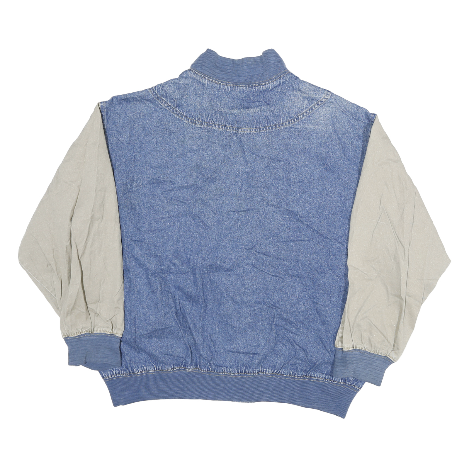 TEEZ Womens Blue & Beige Button Cotton Casual Jacket M Denim Colourblock