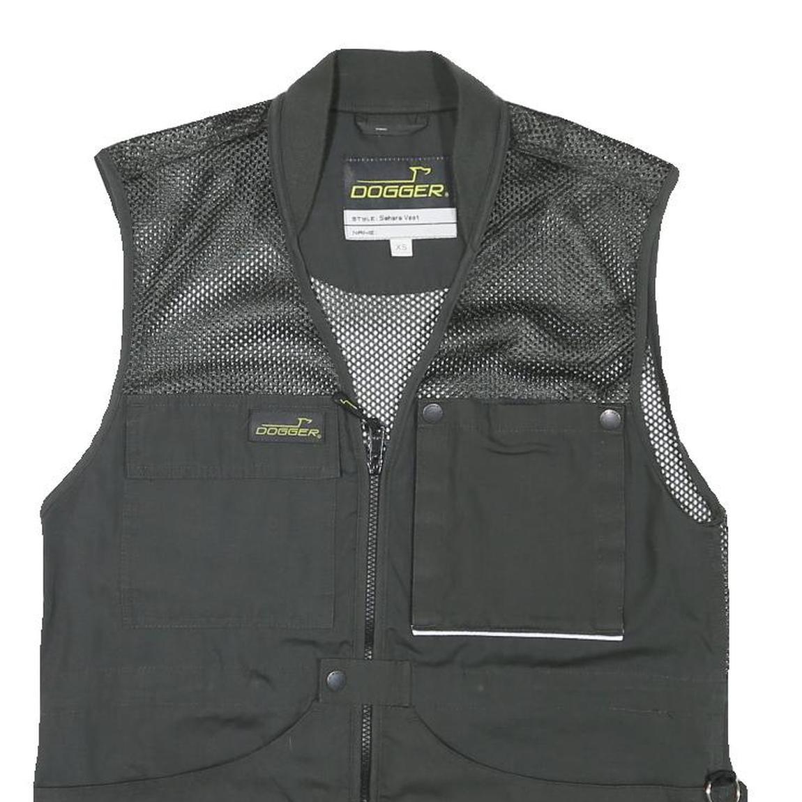 DOGGER Mens Black Safari Vest XS Polyester Blend Mesh Zip Outdoor Utility Jacket