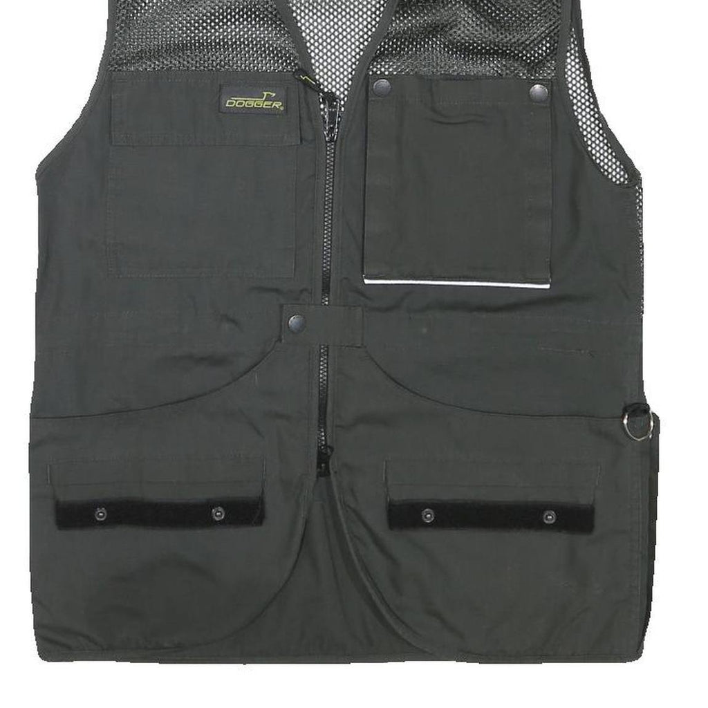 DOGGER Mens Black Safari Vest XS Polyester Blend Mesh Zip Outdoor Utility Jacket