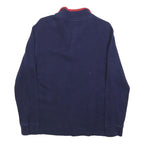 POLO RALPH LAUREN Boys Navy Blue Pullover Plain Crew Neck Cotton L Jumper