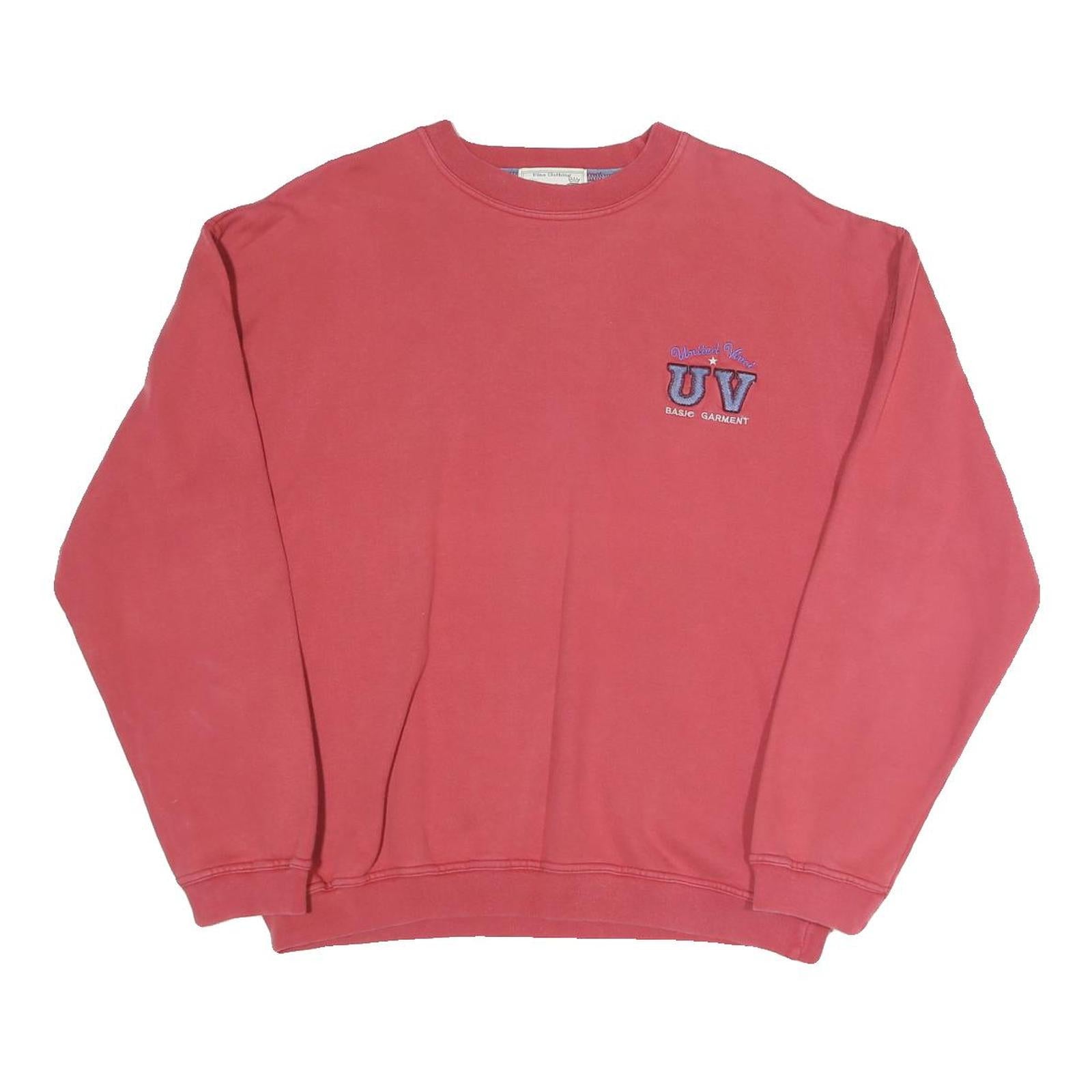 VINCI Womens Red UV Basic Garment Crew Neck M Sweatshirt Casual Cotton Blend