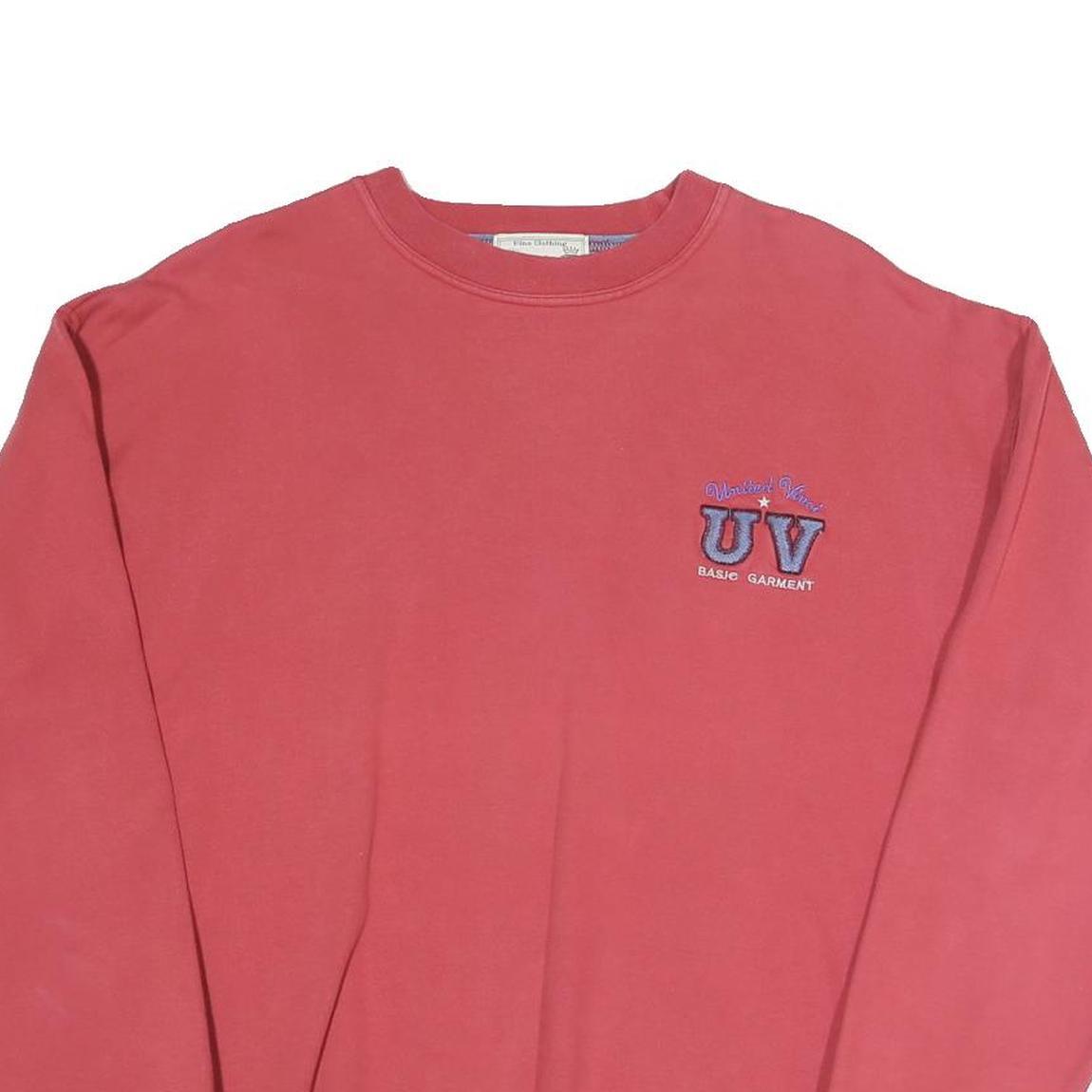 VINCI Womens Red UV Basic Garment Crew Neck M Sweatshirt Casual Cotton Blend