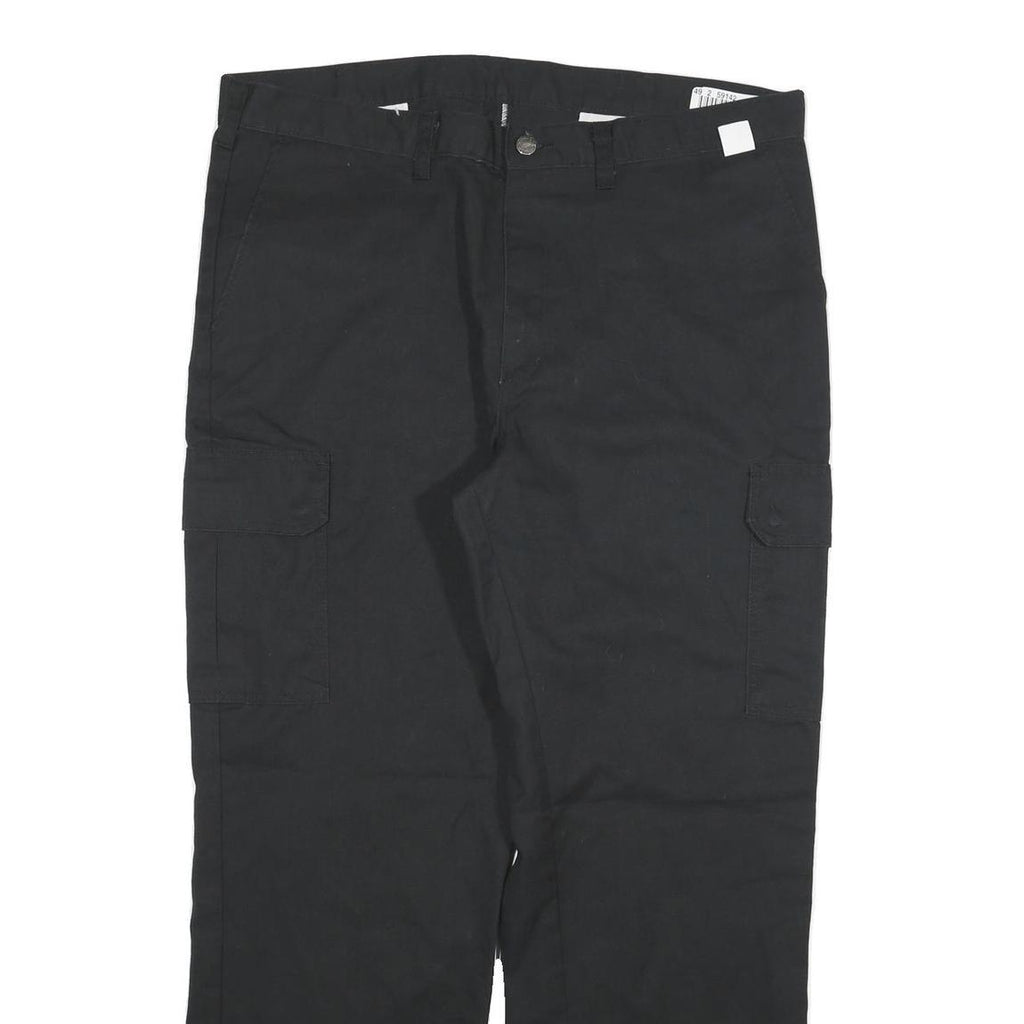 DICKIES Mens Cotton Blend Black Regular Straight Trousers W38 L29 Workwear Zip