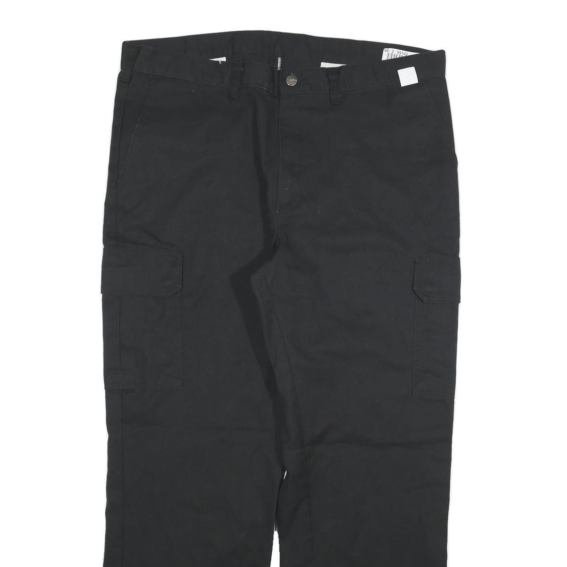 DICKIES Mens Cotton Blend Black Regular Straight Trousers W38 L29 Workwear Zip