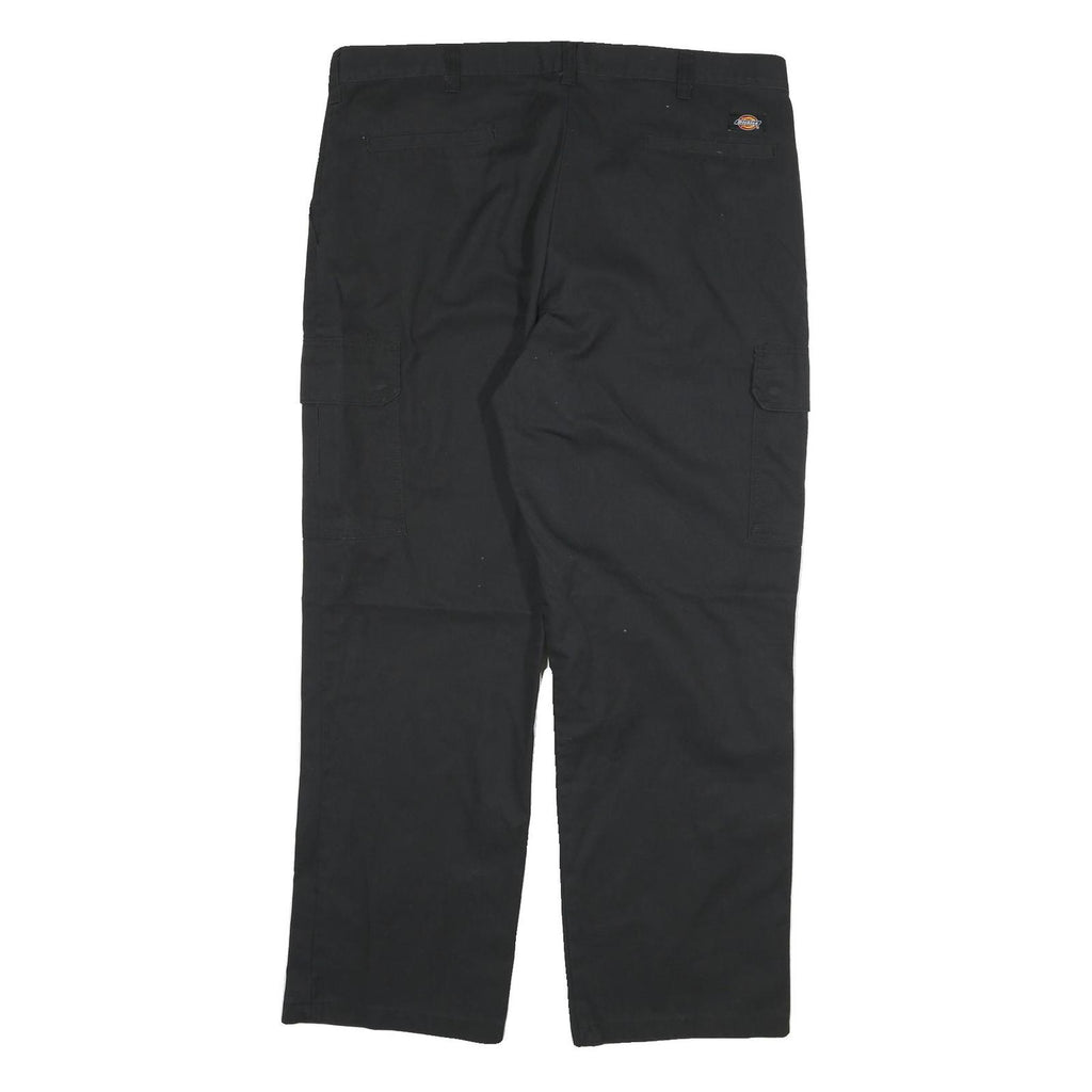 DICKIES Mens Cotton Blend Black Regular Straight Trousers W38 L29 Workwear Zip