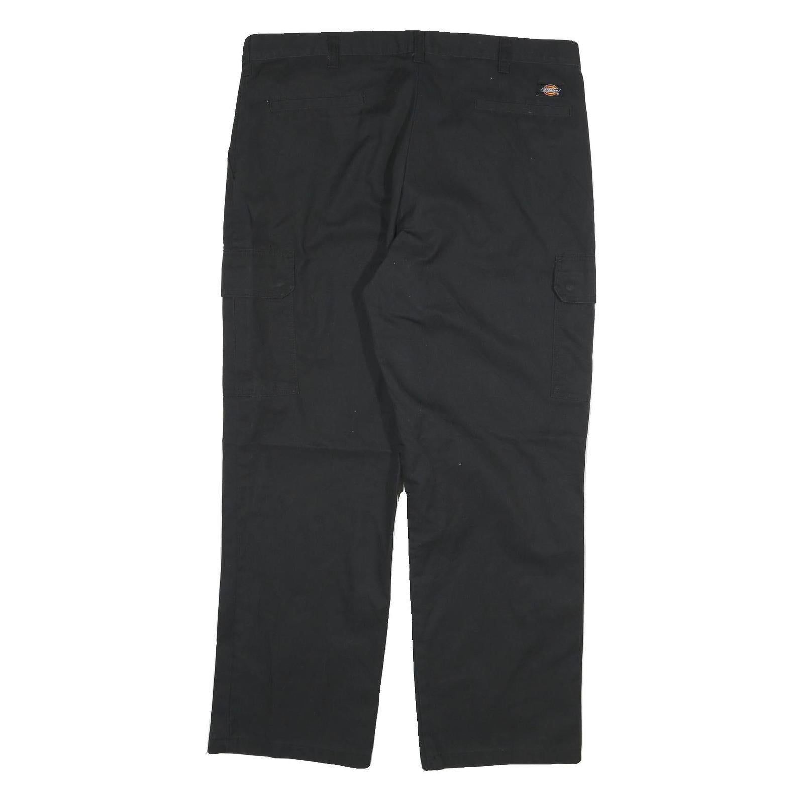 DICKIES Mens Cotton Blend Black Regular Straight Trousers W38 L29 Workwear Zip
