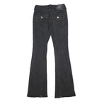 TRUE RELIGION Womens Black Regular Fit Flared Denim Jeans W26 L32 Stylish Zip