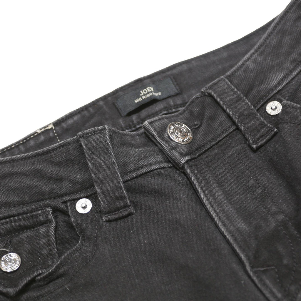 TRUE RELIGION Womens Black Regular Fit Flared Denim Jeans W26 L32 Stylish Zip