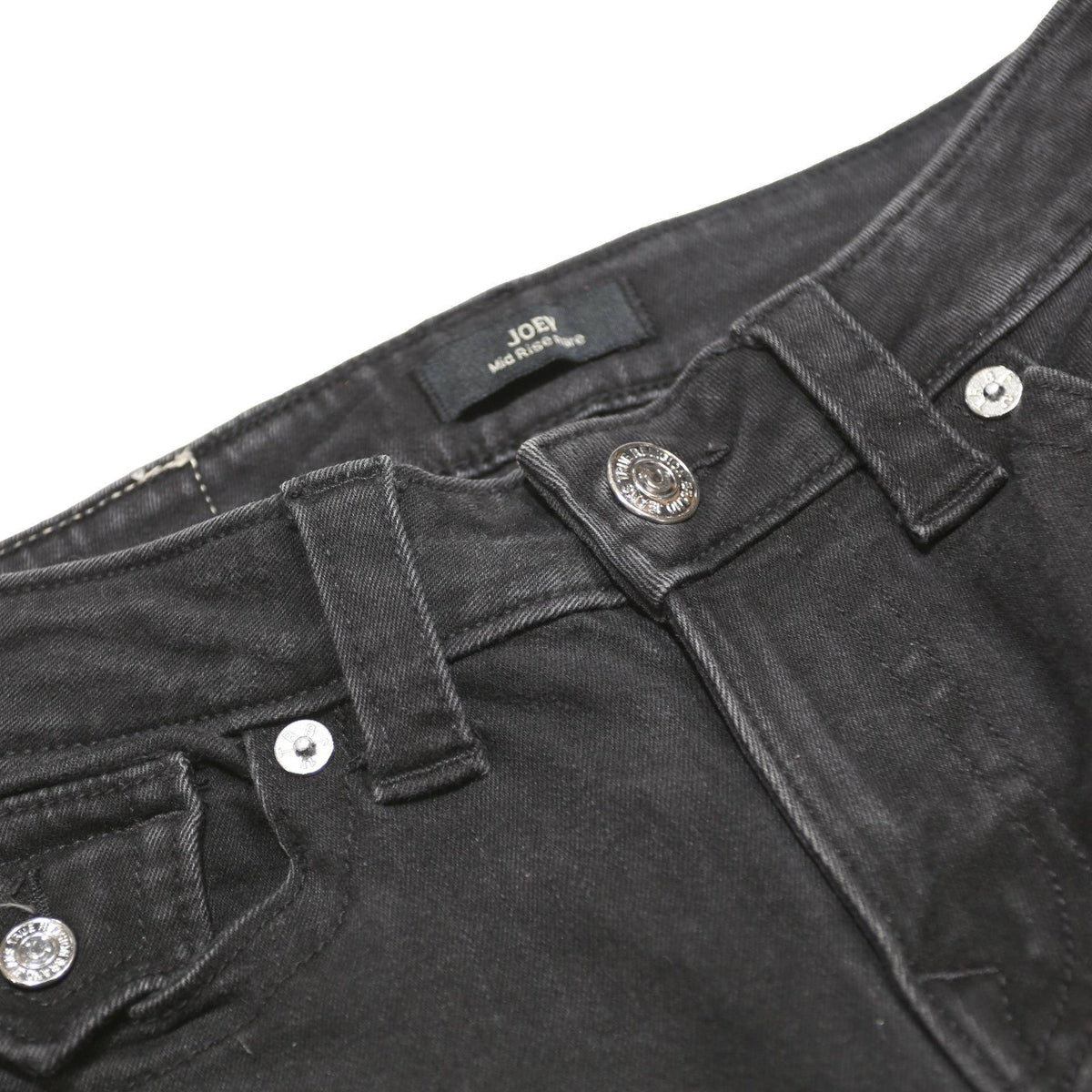 TRUE RELIGION Womens Black Regular Fit Flared Denim Jeans W26 L32 Stylish Zip