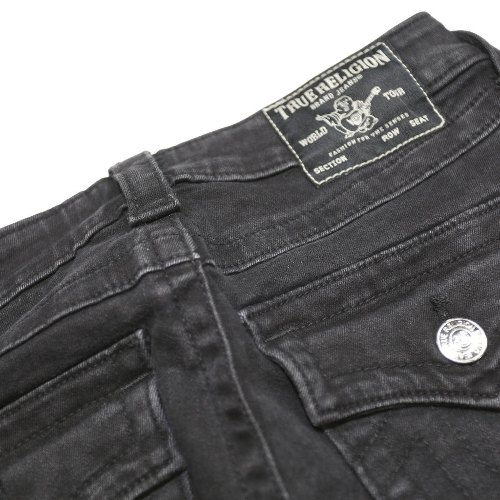 TRUE RELIGION Womens Black Regular Fit Flared Denim Jeans W26 L32 Stylish Zip