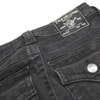 TRUE RELIGION Womens Black Regular Fit Flared Denim Jeans W26 L32 Stylish Zip