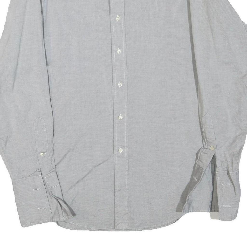 POLO RALPH LAUREN Mens Light Grey Shirt L Cotton Blend Classic Fit Button Collar