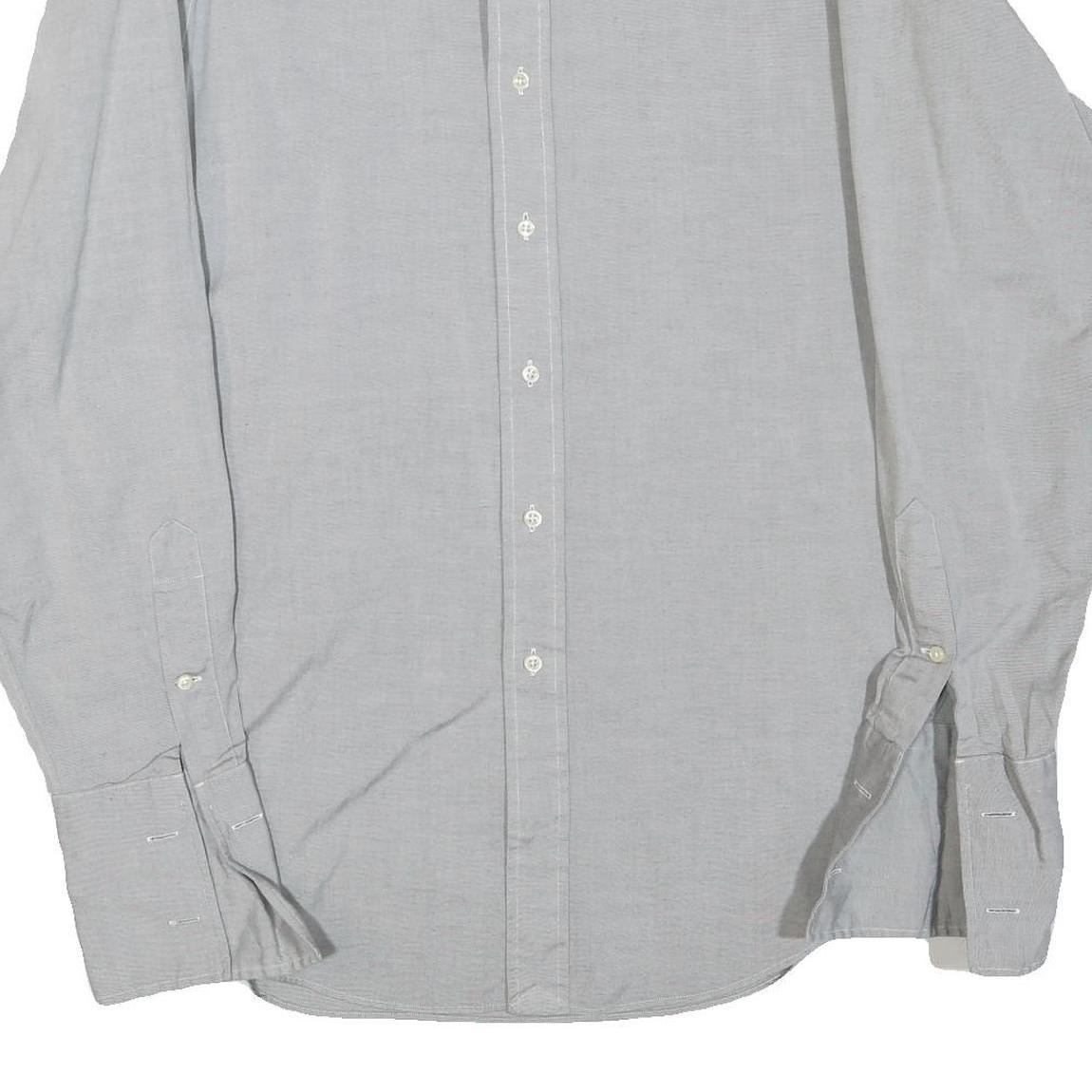 POLO RALPH LAUREN Mens Light Grey Shirt L Cotton Blend Classic Fit Button Collar