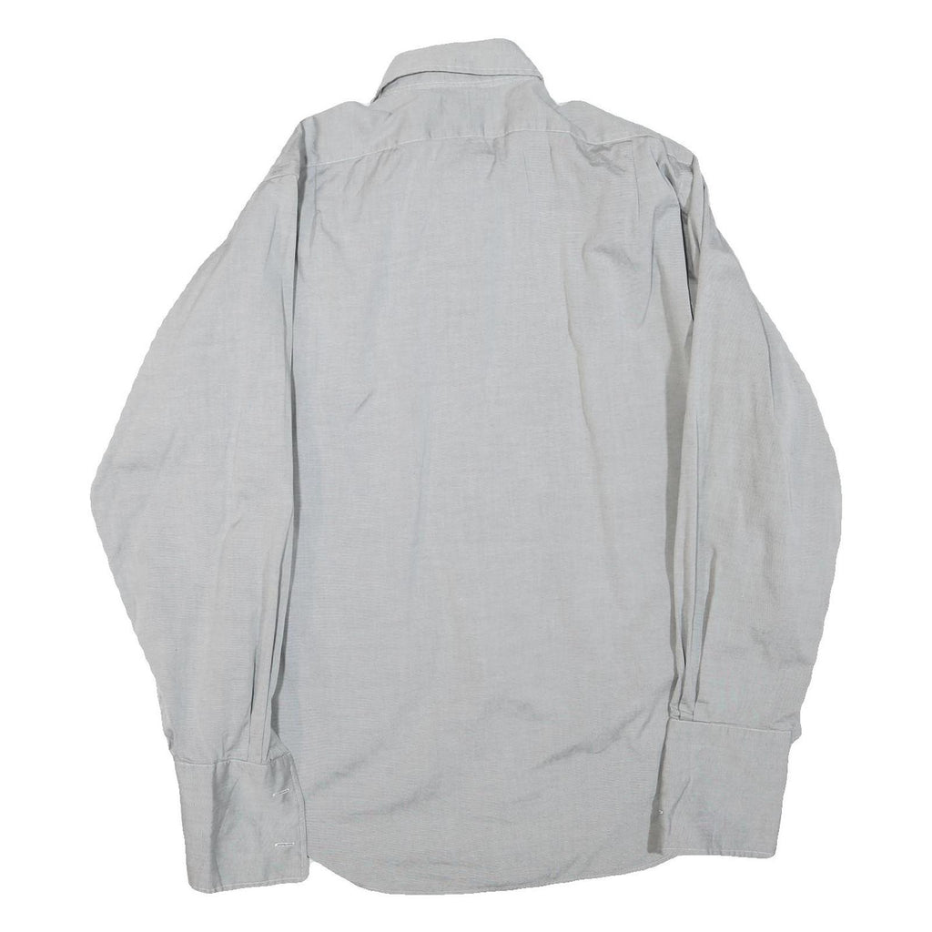 POLO RALPH LAUREN Mens Light Grey Shirt L Cotton Blend Classic Fit Button Collar