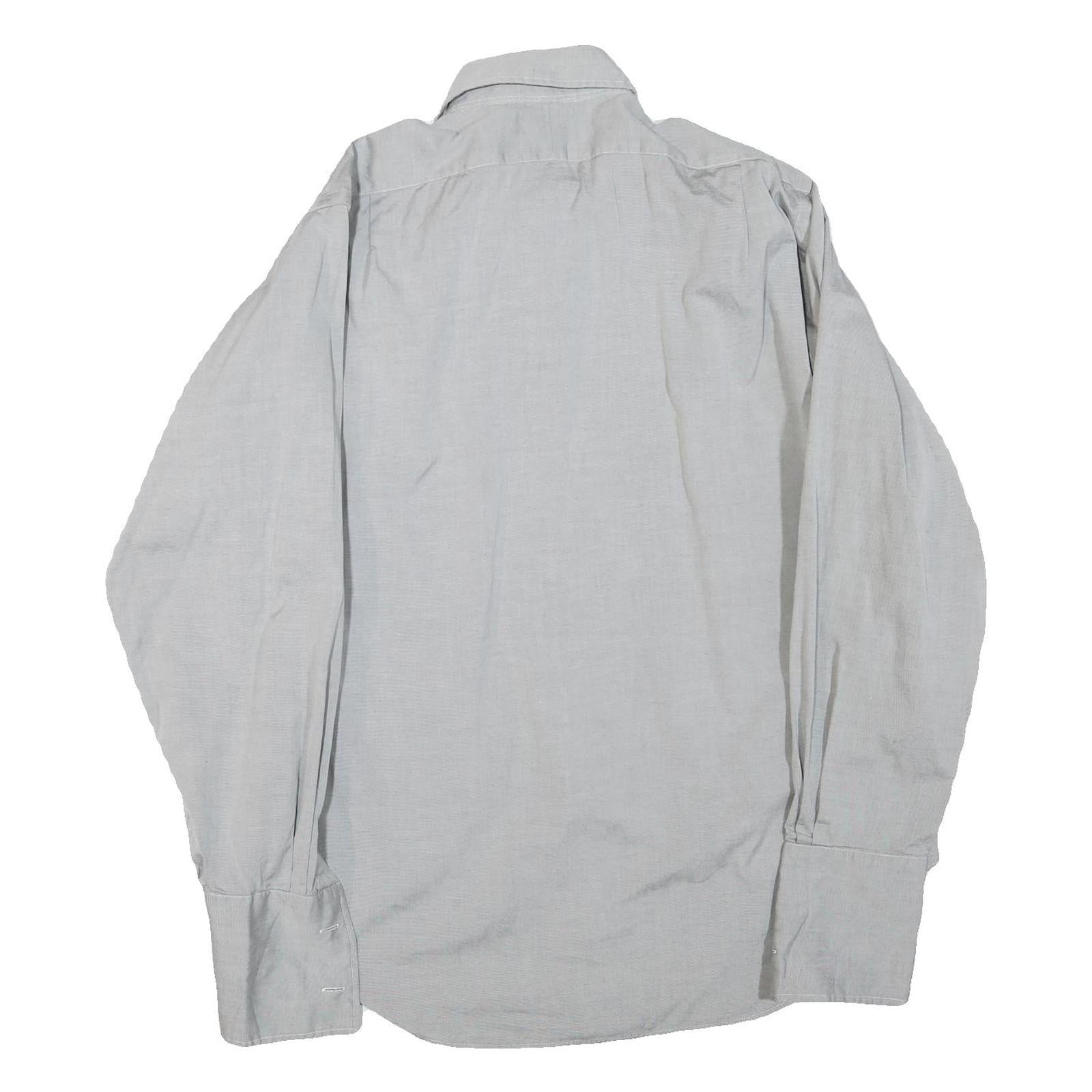 POLO RALPH LAUREN Mens Light Grey Shirt L Cotton Blend Classic Fit Button Collar