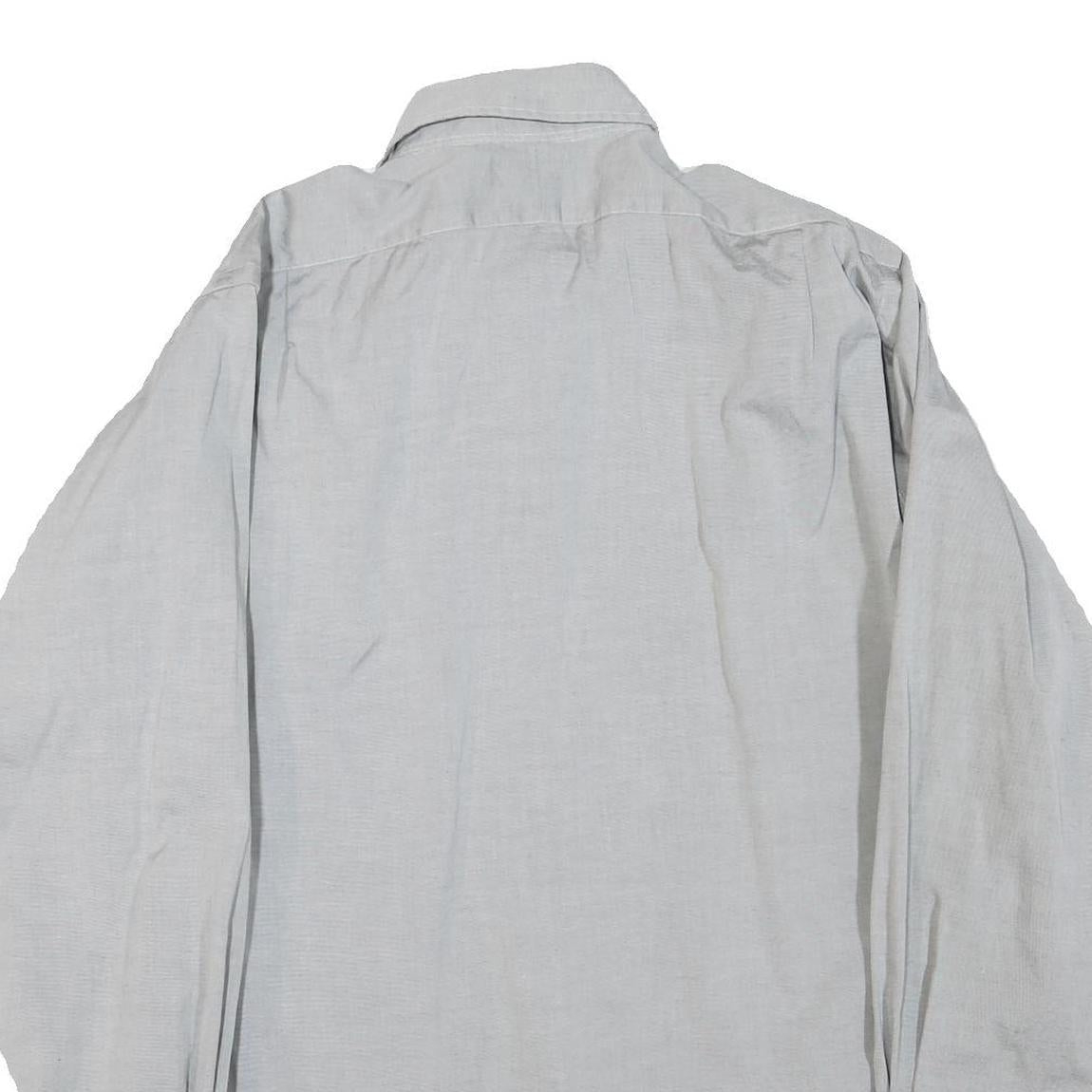 POLO RALPH LAUREN Mens Light Grey Shirt L Cotton Blend Classic Fit Button Collar