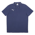 PUMA Mens Blue Short Sleeve Plain Polo Shirt L Cotton Blend Casual