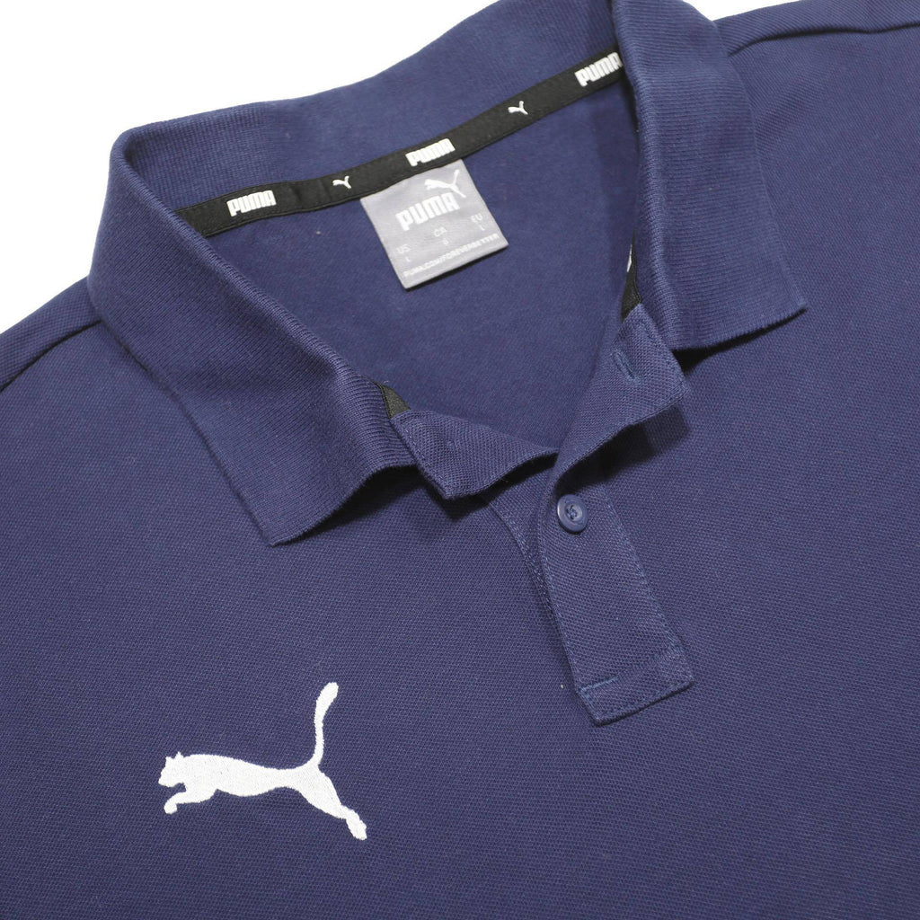 PUMA Mens Blue Short Sleeve Plain Polo Shirt L Cotton Blend Casual