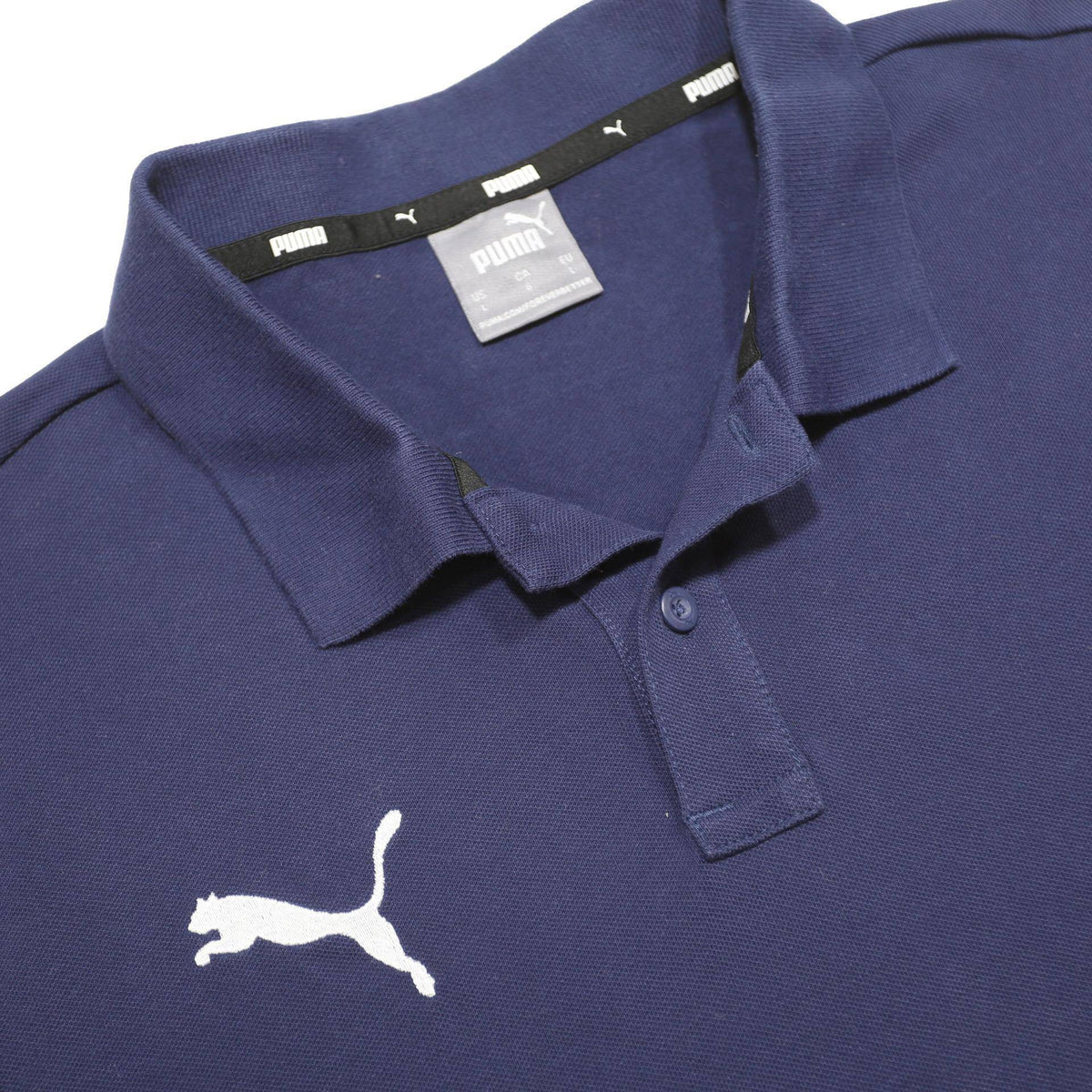 PUMA Mens Blue Short Sleeve Plain Polo Shirt L Cotton Blend Casual