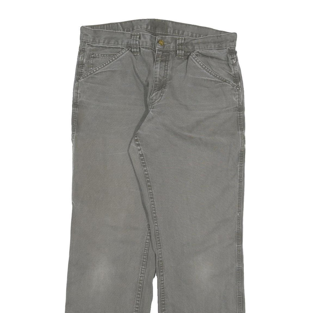 DICKIES Mens Cotton Blend Grey Regular Straight Trousers W34 L32 Workwear