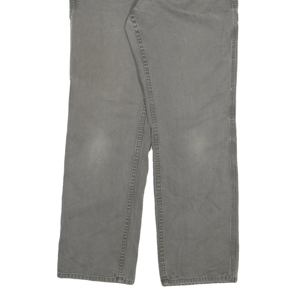 DICKIES Mens Cotton Blend Grey Regular Straight Trousers W34 L32 Workwear