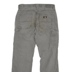 DICKIES Mens Cotton Blend Grey Regular Straight Trousers W34 L32 Workwear