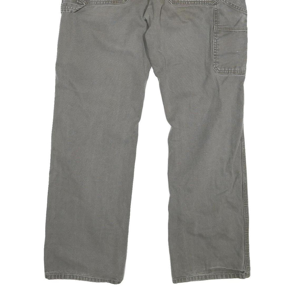 DICKIES Mens Cotton Blend Grey Regular Straight Trousers W34 L32 Workwear