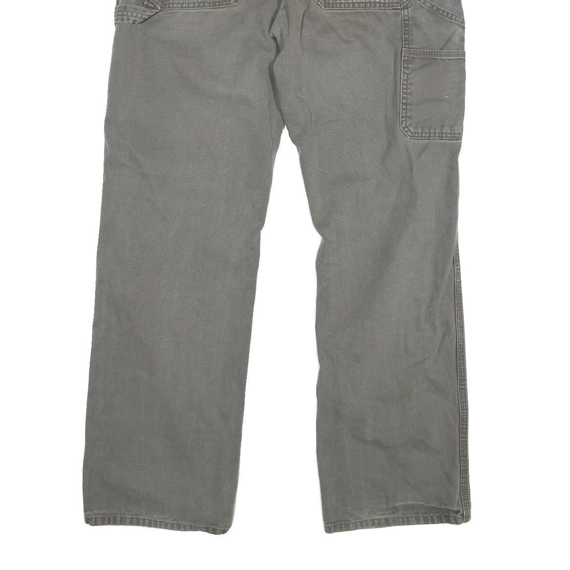 DICKIES Mens Cotton Blend Grey Regular Straight Trousers W34 L32 Workwear