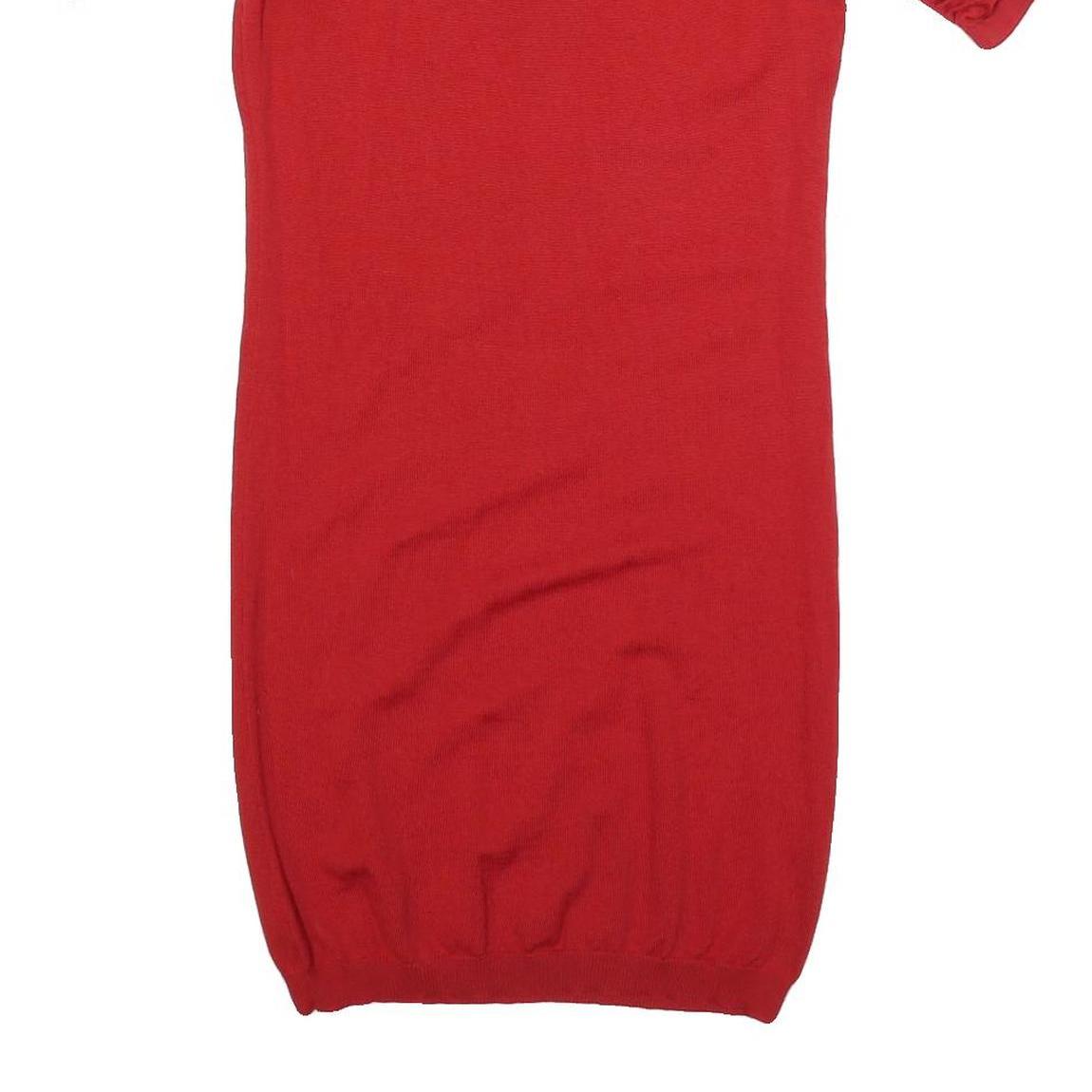 YVES SAINT LAURENT Womens Red Wool Day Dress Short Sleeve S Puff Shoulder