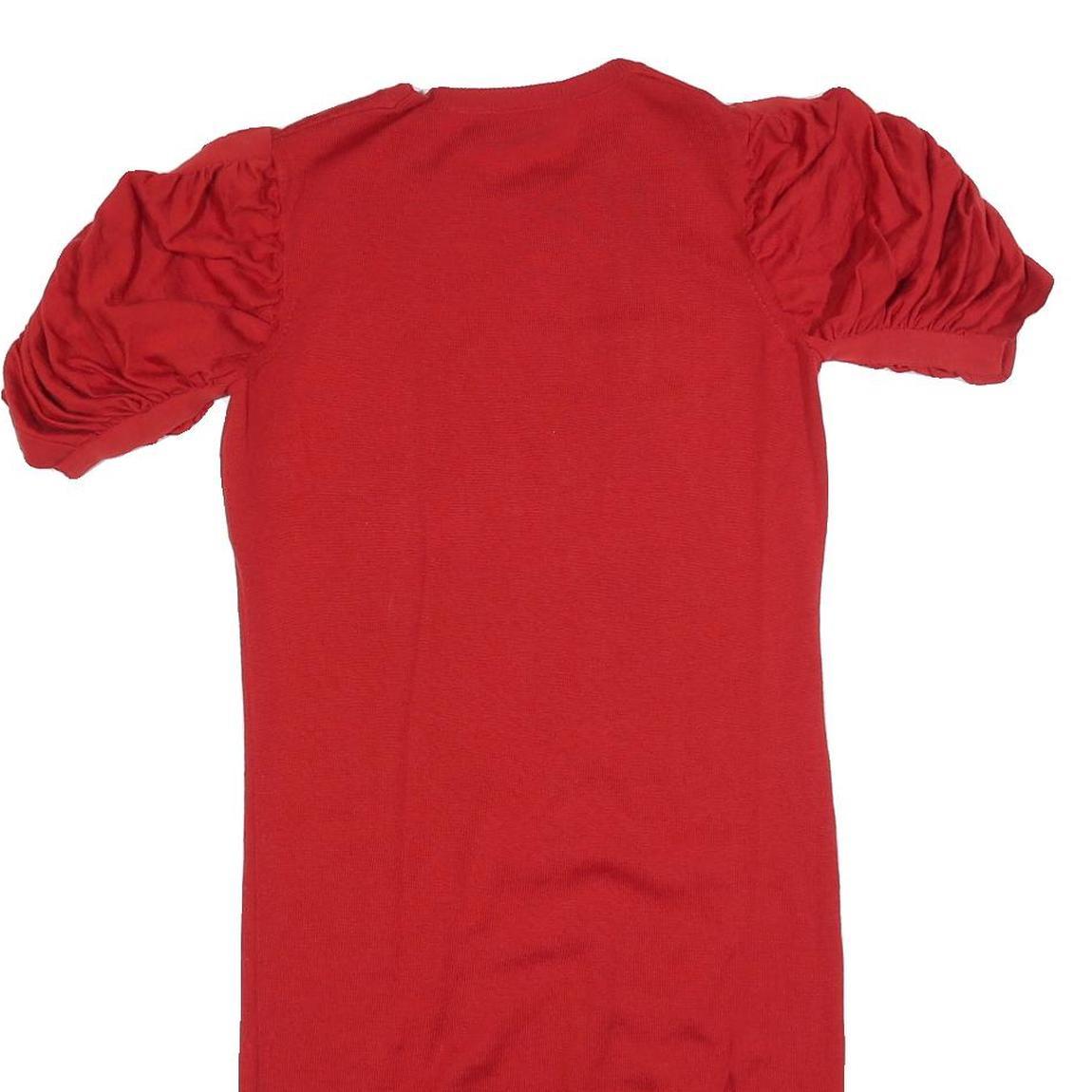 YVES SAINT LAURENT Womens Red Wool Day Dress Short Sleeve S Puff Shoulder