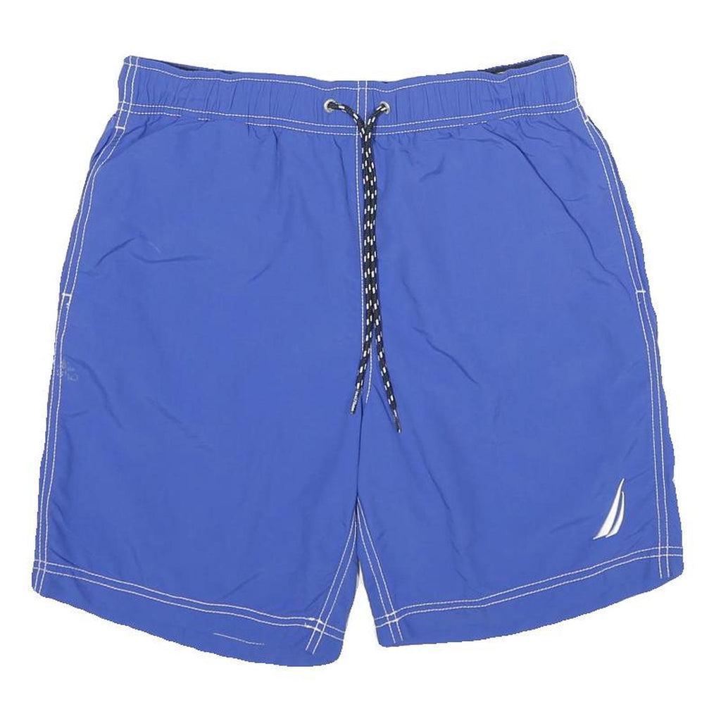 NAUTICA Mens Shorts Blue Casual Swimwear M W28 Drawstring Logo Embroidered