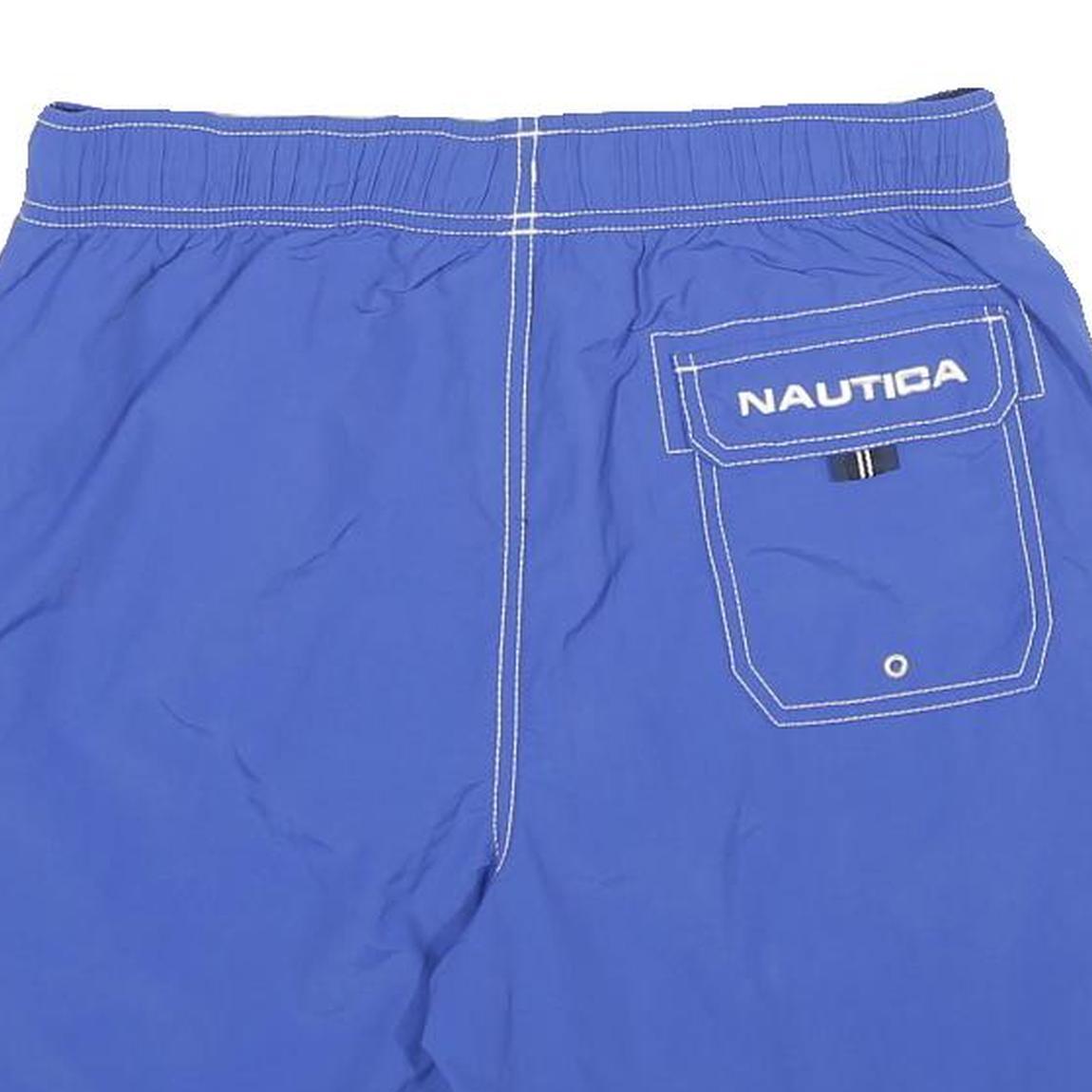 NAUTICA Mens Shorts Blue Casual Swimwear M W28 Drawstring Logo Embroidered
