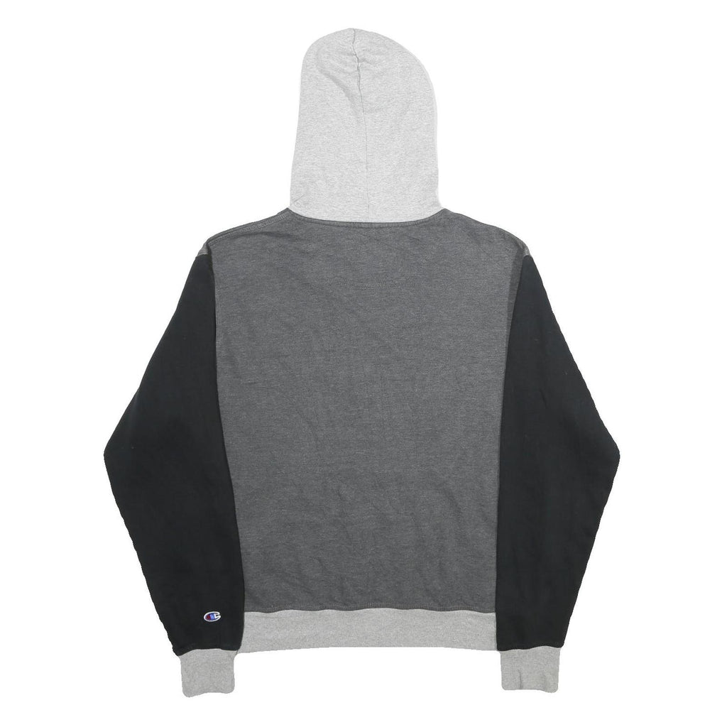 CHAMPION Mens Grey & Black Colourblock Pullover Hoodie M Cotton Blend Casual