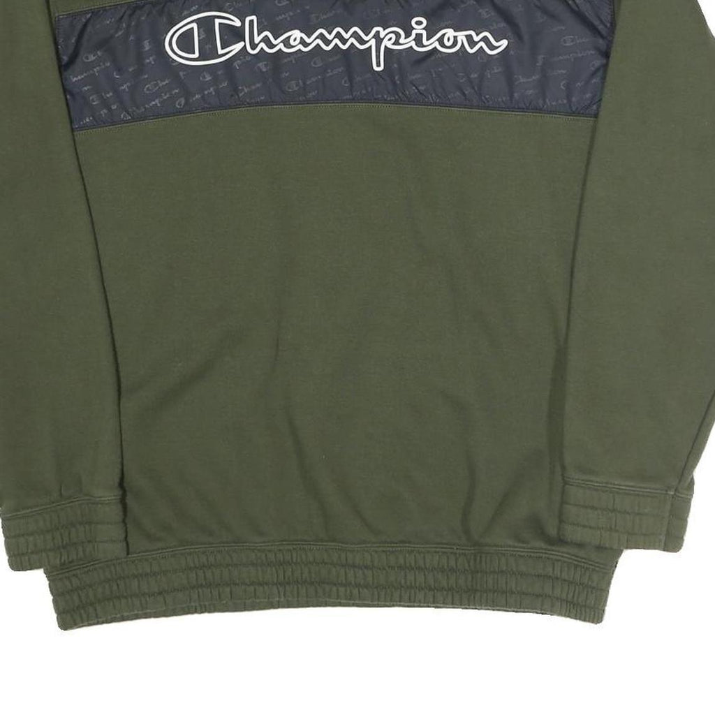 CHAMPION Mens Green Crew Neck M Sweatshirt Cotton Blend Logo Print