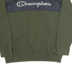 CHAMPION Mens Green Crew Neck M Sweatshirt Cotton Blend Logo Print