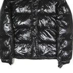 I DO Womens Black Slim Puffer Jacket S Polyester Blend Zip Shiny Collar