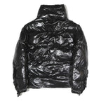 I DO Womens Black Slim Puffer Jacket S Polyester Blend Zip Shiny Collar