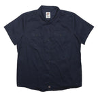 DICKIES Boys Navy Blue Cotton Short Sleeve Shirt XL Workwear Button-Up