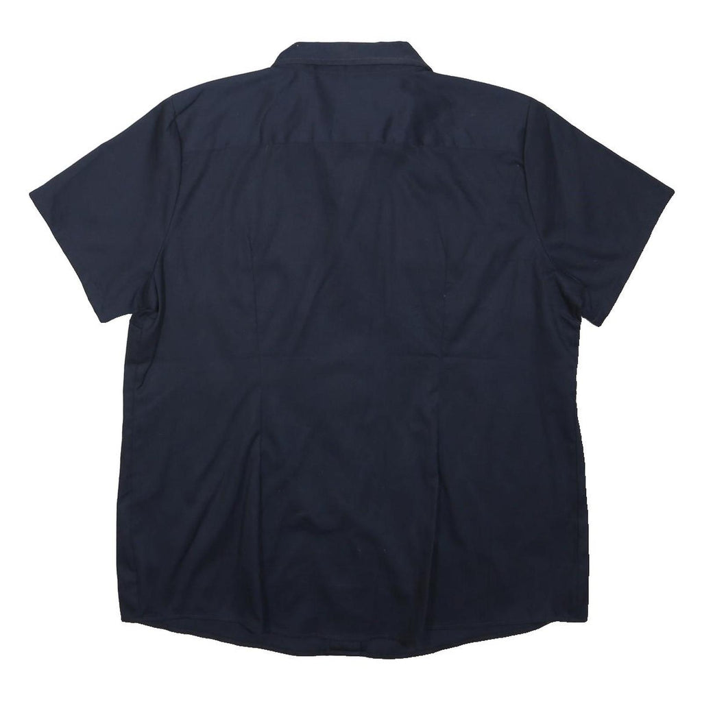 DICKIES Boys Navy Blue Cotton Short Sleeve Shirt XL Workwear Button-Up