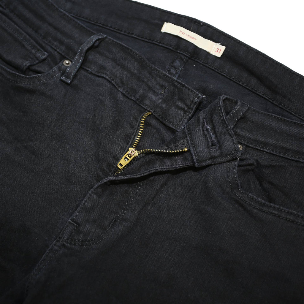 LEVI'S 711 BIG E Womens Jeans Black Slim Skinny Denim W31 L30 Classic Cotton