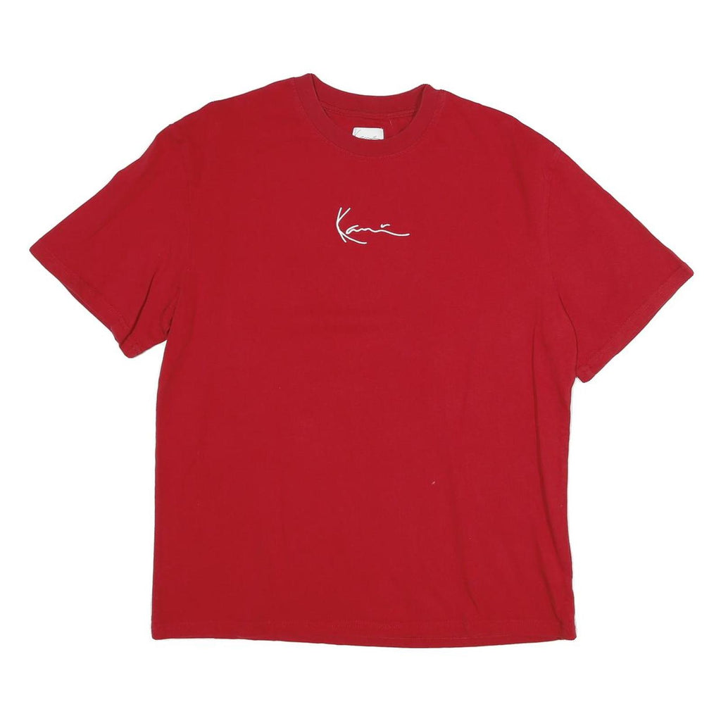 KARL KANI Mens Red Graphic T-Shirt S Short Sleeve Crew Neck Logo Print
