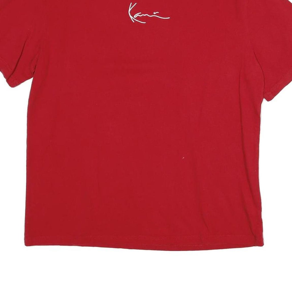 KARL KANI Mens Red Graphic T-Shirt S Short Sleeve Crew Neck Logo Print