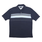 TOMMY HILFIGER Mens Navy Blue Striped Polo Shirt M Cotton Casual Classic