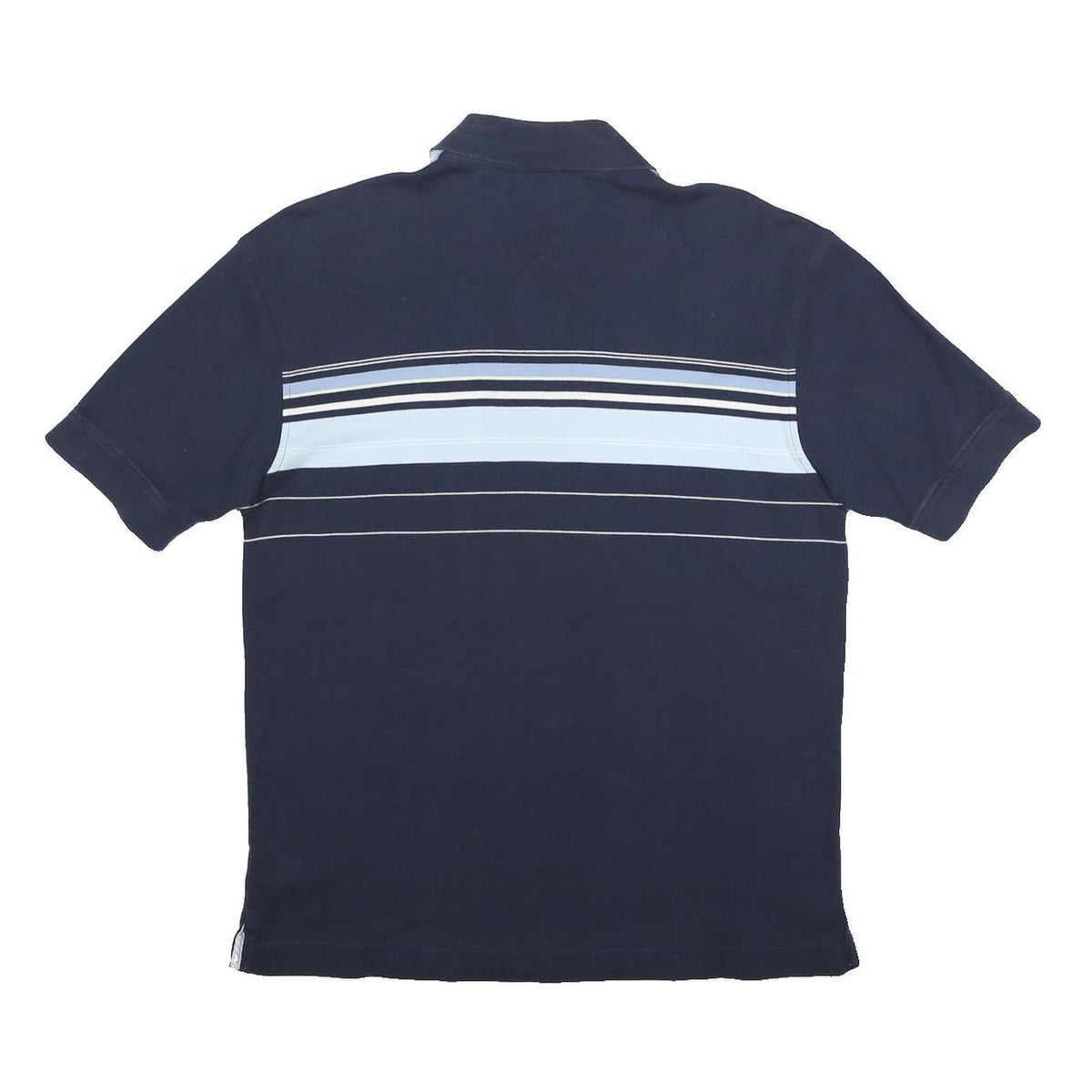TOMMY HILFIGER Mens Navy Blue Striped Polo Shirt M Cotton Casual Classic