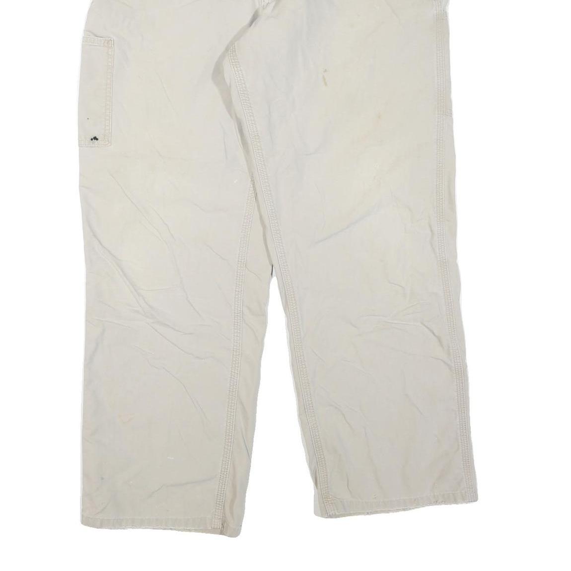 CARHARTT Mens Regular Fit Beige Cotton Blend Workwear Jeans W36 L30 Zip Pockets