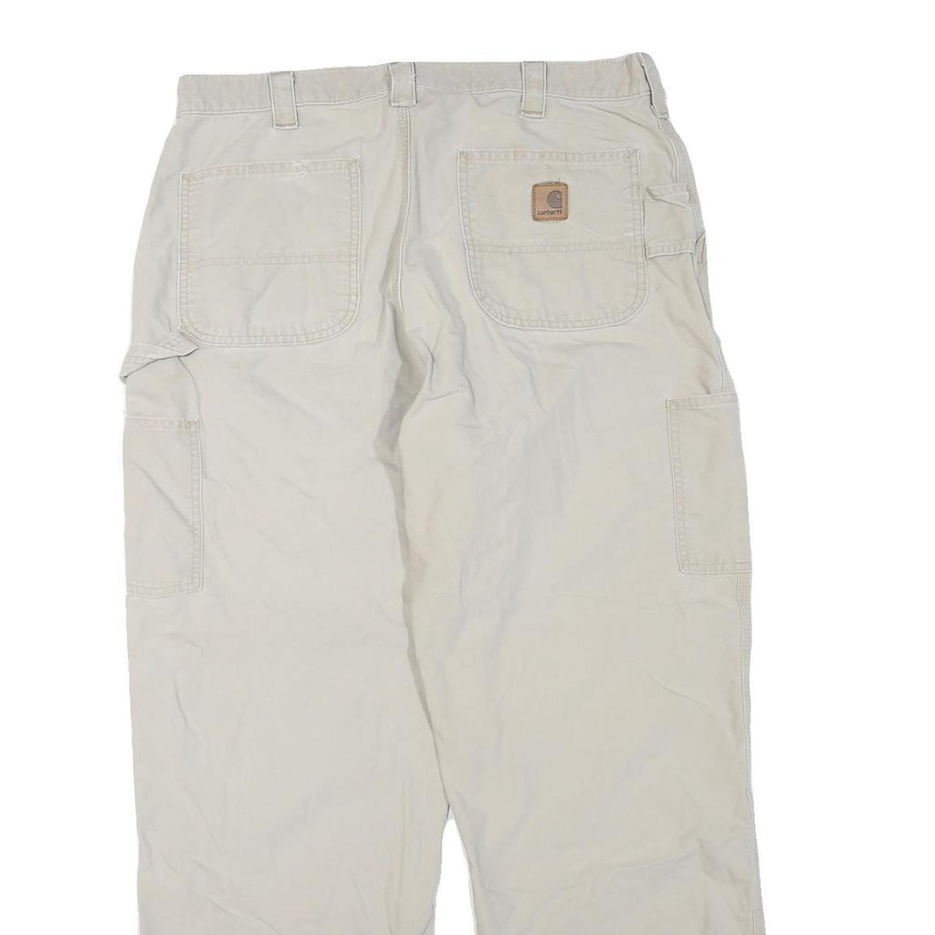 CARHARTT Mens Regular Fit Beige Cotton Blend Workwear Jeans W36 L30 Zip Pockets