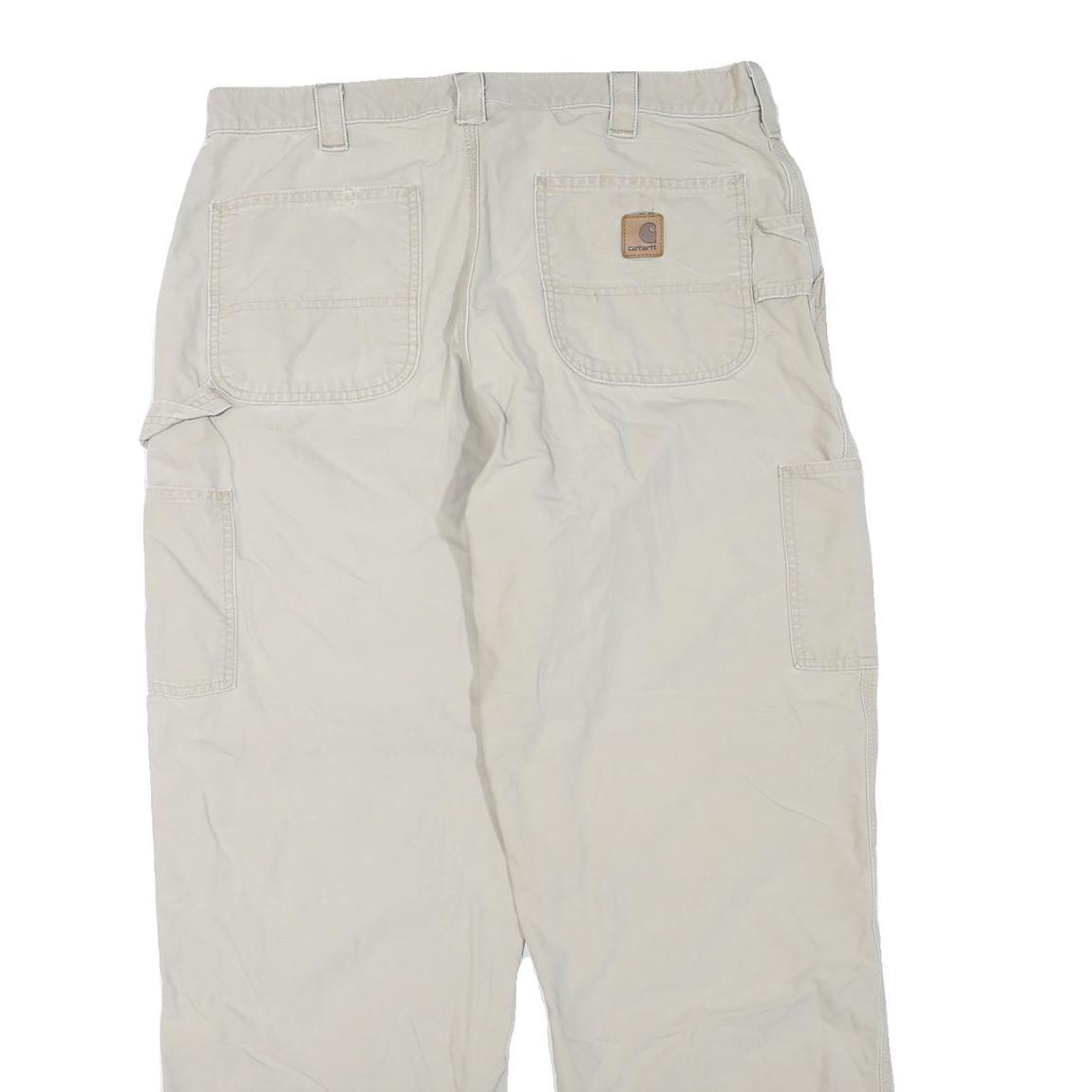 CARHARTT Mens Regular Fit Beige Cotton Blend Workwear Jeans W36 L30 Zip Pockets