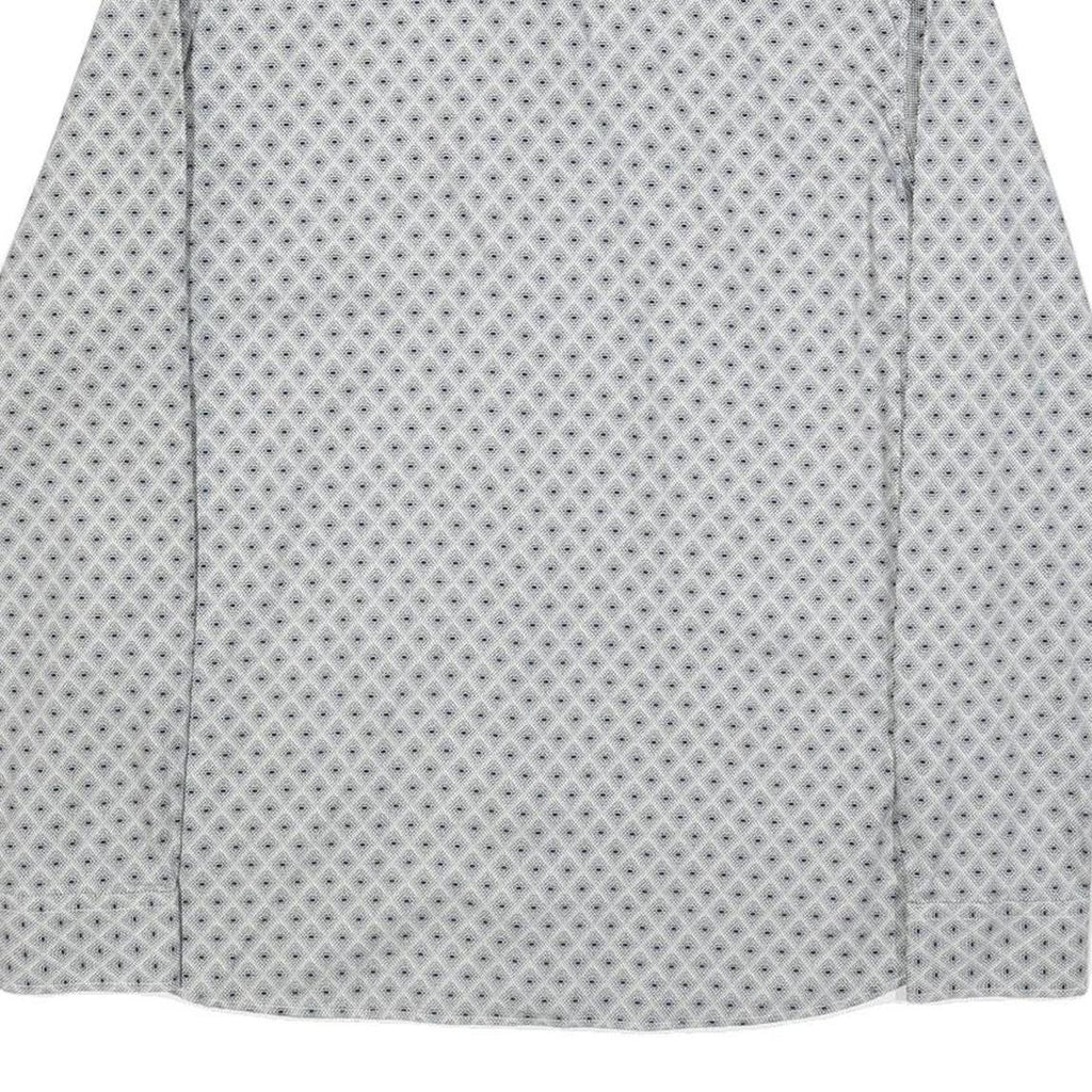 TED BAKER Mens White & Grey Geometric Print Shirt L Cotton Stylish Casual