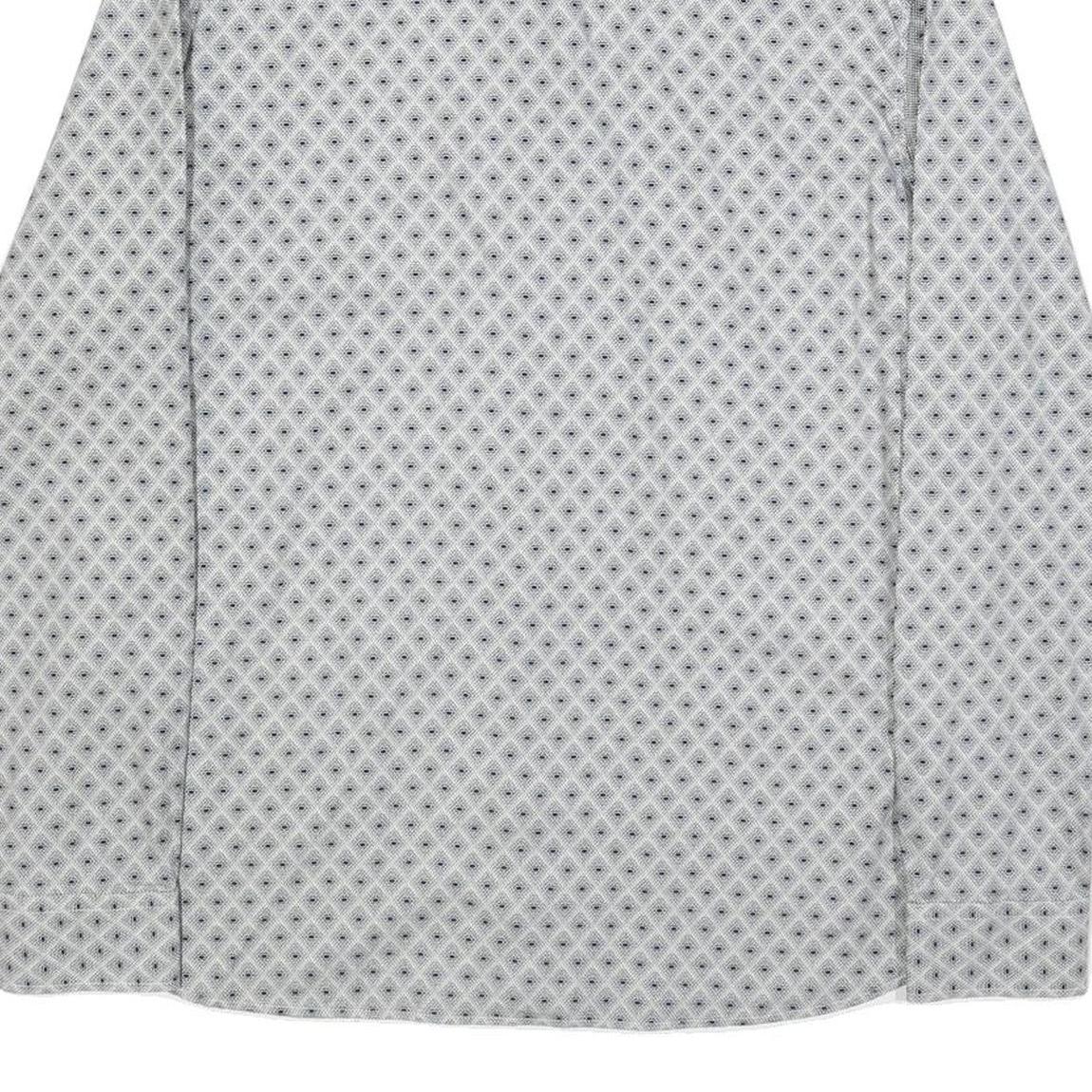 TED BAKER Mens White & Grey Geometric Print Shirt L Cotton Stylish Casual